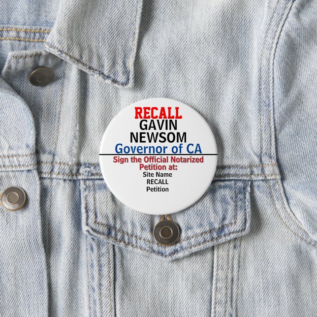 Recall CA Gov. Gavin Newsom or Any State Button (In Situ)