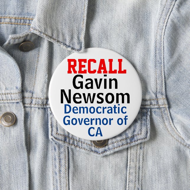 Recall Gavin Newsom CA Democrat Gov. EDIT  Button (In Situ)