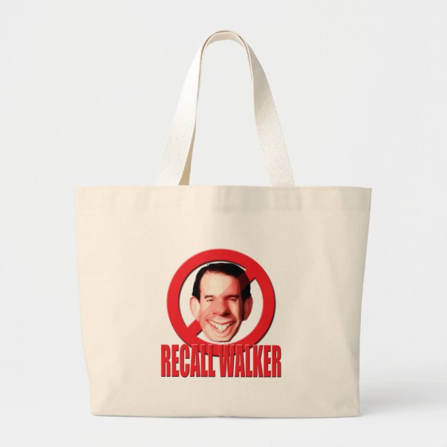 Recall Governor Scott Walker Large Tote Bag (Front)