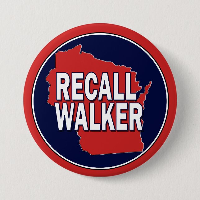 Recall Governor Scott Walker Pinback Button (Front)