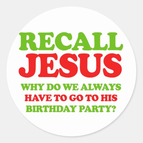 Recall Jesus Classic Round Sticker