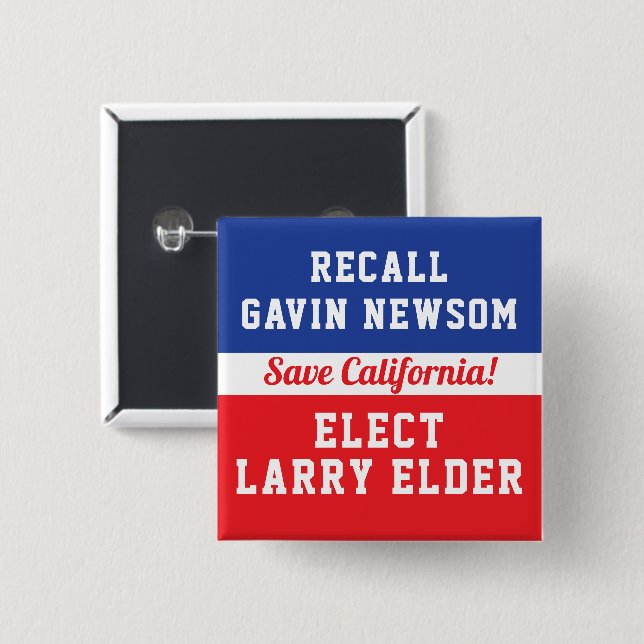 Recall Newsom Elect Larry Elder Save California Button (Front & Back)