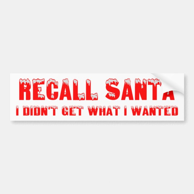 RECALL SANTA Bumper Sticker (Front)