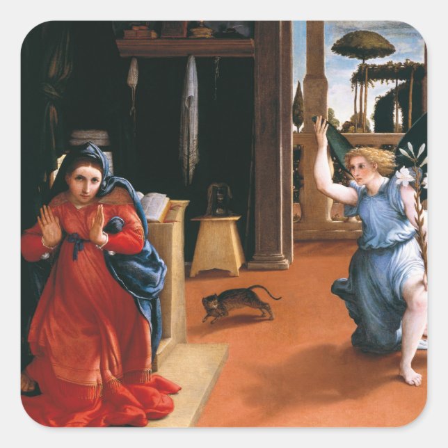 RECANATI ANNUNCIATION by Lorenzo Lotto  Square Sticker (Front)
