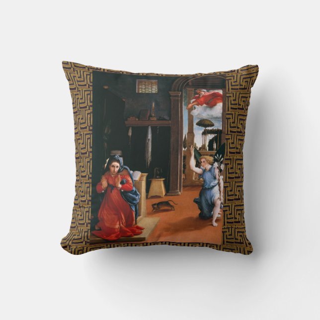 RECANATI ANNUNCIATION by Lorenzo Lotto  Throw Pillow (Front)