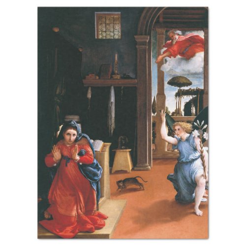 RECANATI ANNUNCIATION by Lorenzo Lotto Tissue Paper