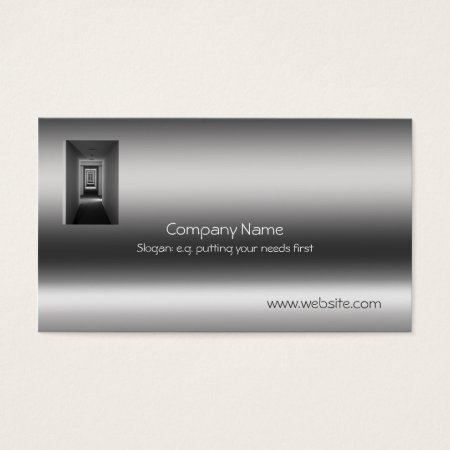 Receding Corridor Metallic-look template Business Card