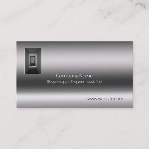 Receding Corridor Metallic-look template Business Card Template