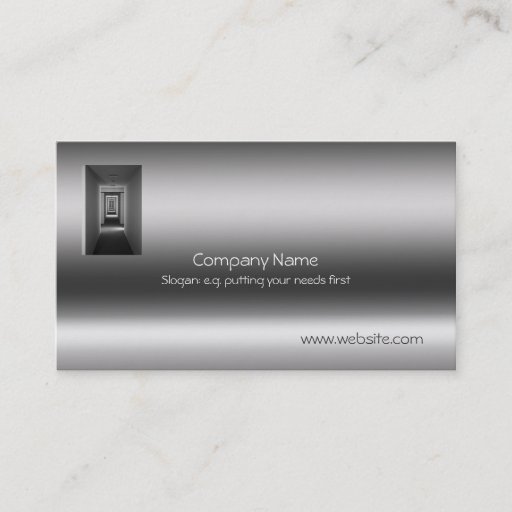 Customizable Receding Corridor Metallic-look template Business Card Template