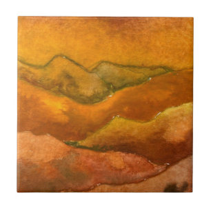 Receding mountains of Appalachia in  brown sunrise Ceramic Tile