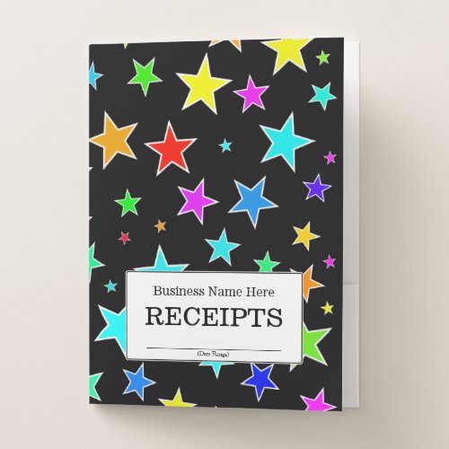 RECEIPTS  Fun Colorful Stars Pattern Pocket Folder