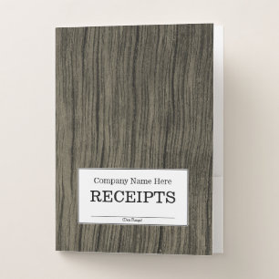 "RECEIPTS" + Rustic Faux Wood Look Pattern Pocket Folder