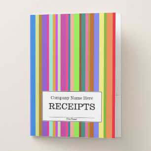 "RECEIPTS" + Stripes of Various Colors Pocket Folder