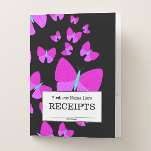 "RECEIPTS" + Swarm of Artistic Butterflies Pocket Folder