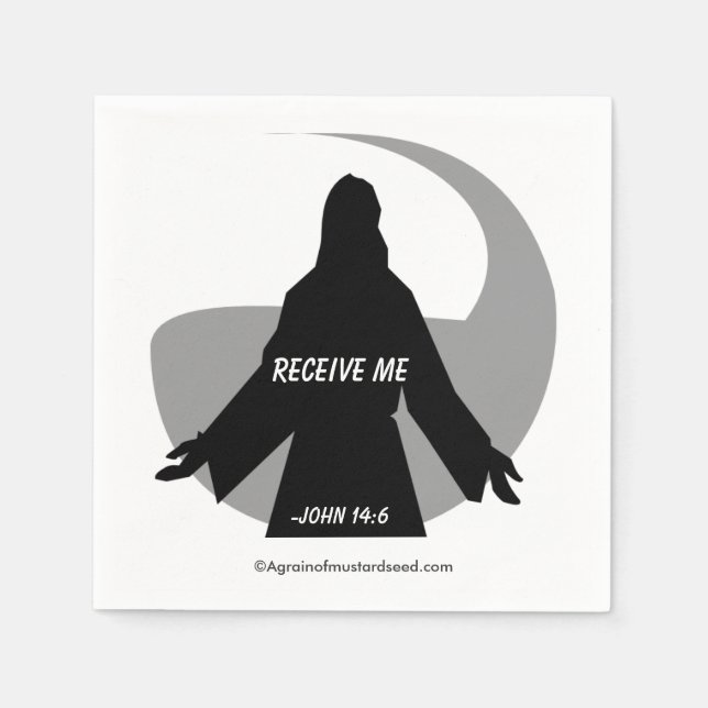 Receive Me John 14:6 Bible Quotes Paper Napkins (Front)