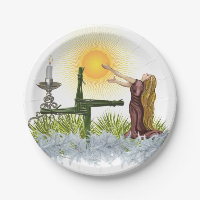 Receive the Sun Blessed Imbolc Wiccan Holiday Paper Plates (Front)