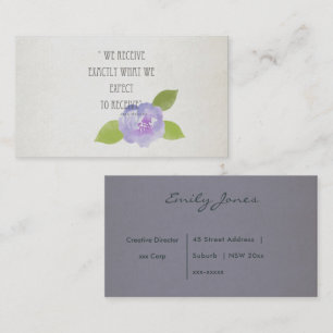 RECEIVE WHAT WE EXPECT TO RECEIVE PURPLE FLORAL BUSINESS CARD