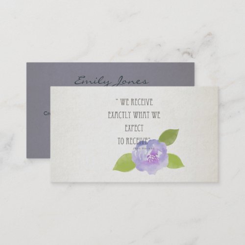 RECEIVE WHAT WE EXPECT TO RECEIVE PURPLE FLORAL BUSINESS CARD