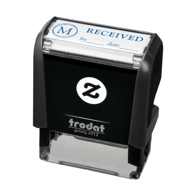 RECEIVED Name Date Monogram Black Blue Ink Rubber Self-inking Stamp (Product)