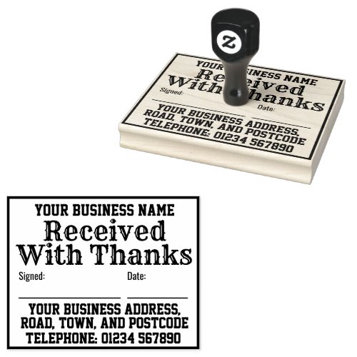 Received With Thanks with Name Address Receipt Rubber Stamp