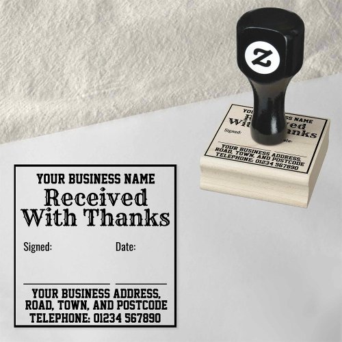 Received With Thanks with Name Address Receipt Rubber Stamp