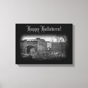 Receiving Tomb Ruin Happy Halloween Canvas Print