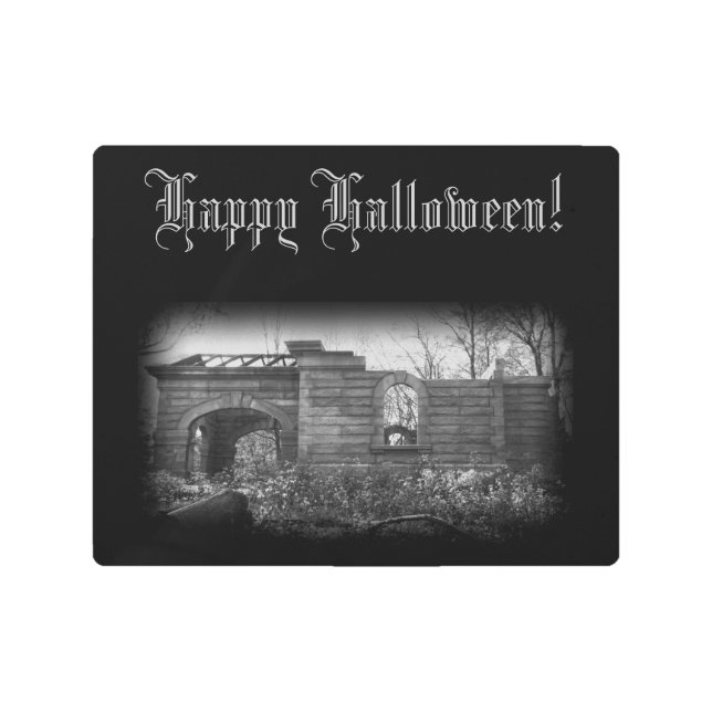 Receiving Tomb Ruin Happy Halloween Metal Print (Front)