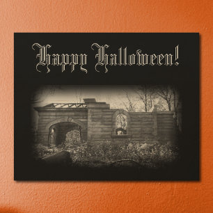 Receiving Tomb Ruin Happy Halloween Wood Wall Art
