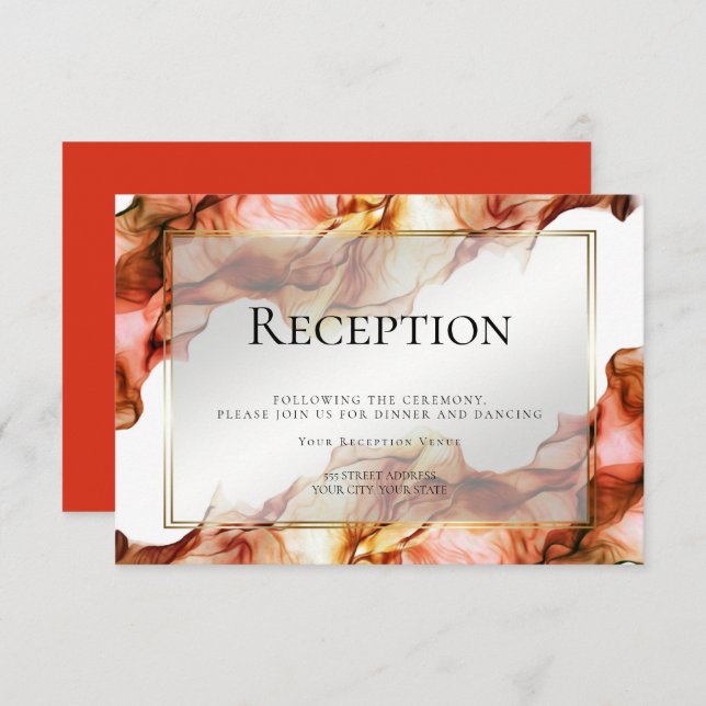 RECEPTION | Abstract Watercolor Autumn Colors 4 Invitation (Front/Back)
