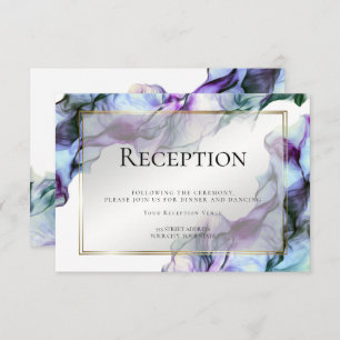 RECEPTION   Abstract Watercolor Ink Teal Indigo Invitation