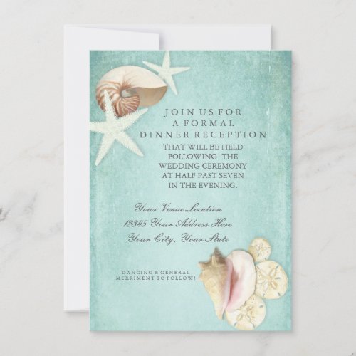 Reception Beach Seashore Shells Ocean Destination Invitation