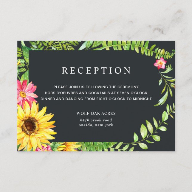 Reception Card for a Sunflower Wedding (Front)
