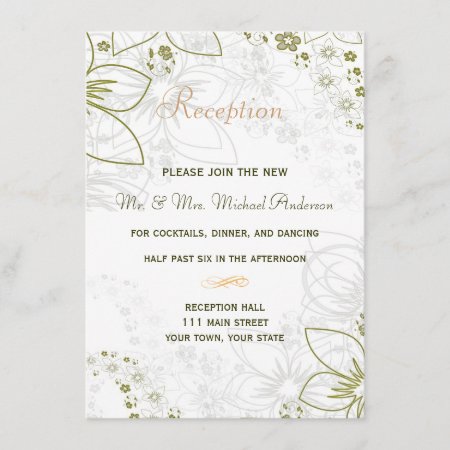 Reception Card For Green And Gold Simple Wedding