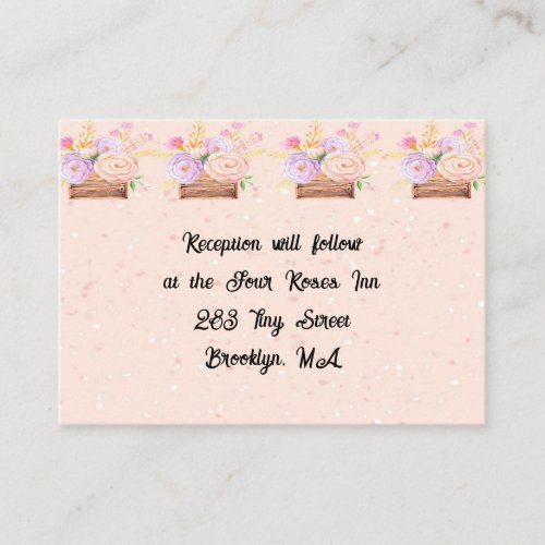 Reception Card for Peach Rustic Wedding  Flowers