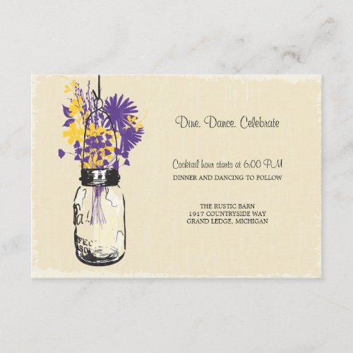 Reception Card Mason Jar and Fireflies