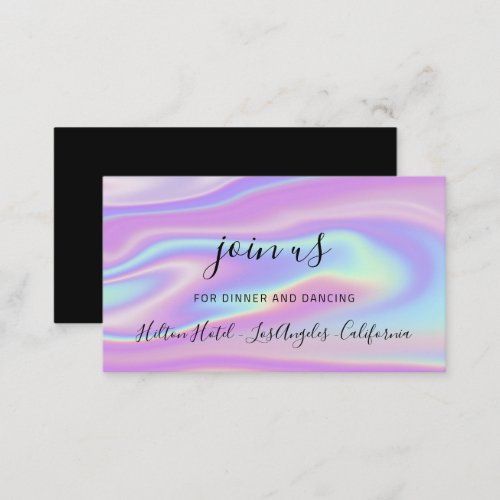 Reception Card Wedding Bridal Shower Holographic