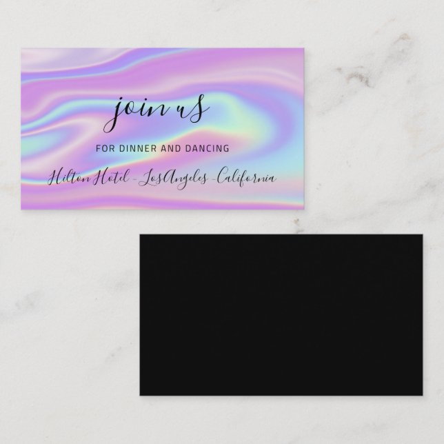 Reception Card Wedding Bridal Shower Holographic (Front/Back)