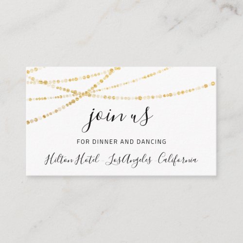 Reception Card Wedding Bridal Shower Lights Black