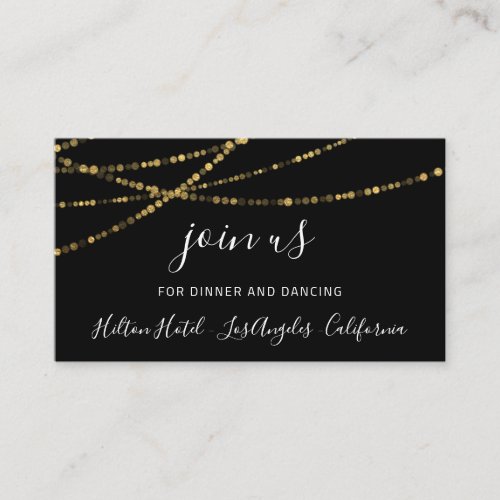 Reception Card Wedding Bridal Shower Lights Black