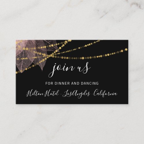 Reception Card Wedding Bridal Shower Rose Black