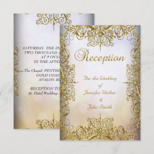 Reception Card Wedding Elegant Elite White Gold