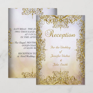 Reception Card Wedding Elegant Elite White Gold
