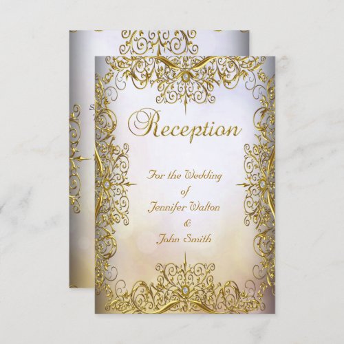 Reception Card Wedding Elegant Elite White Gold