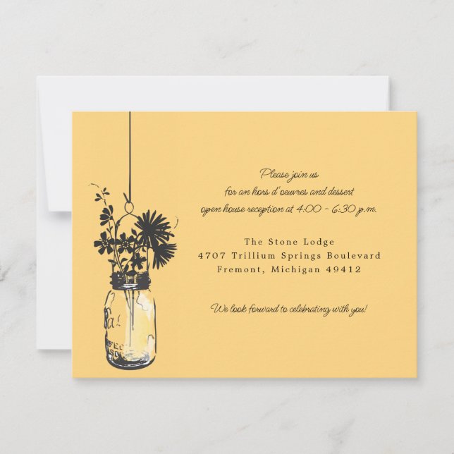 Reception Card Wild Flowers & Mason Jar (Front)