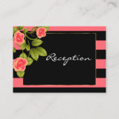 Reception - Coral Roses on Coral and Black Stripes Enclosure Card (Back)