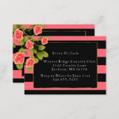 Reception - Coral Roses on Coral and Black Stripes Enclosure Card (Front/Back)