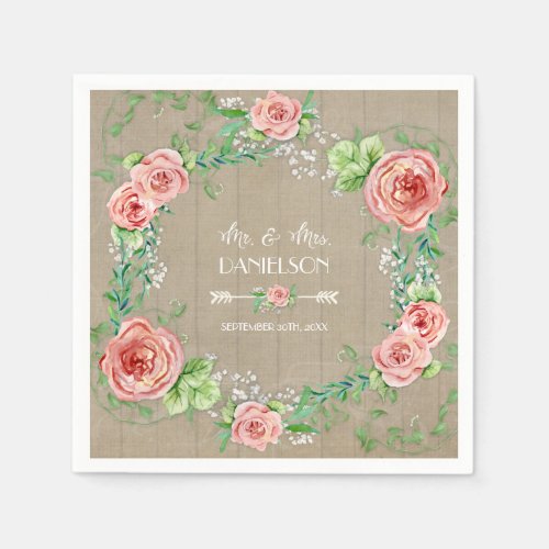 Reception Decor Bridal Shower Boho Wreath Floral Paper Napkins