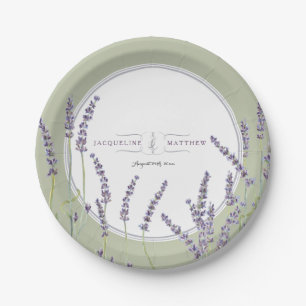Reception Decor French Lavender Floral Watercolor Paper Plates