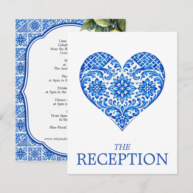 💙🍋RECEPTION details Azul & Limone Romance Enclosure Card (Front/Back)