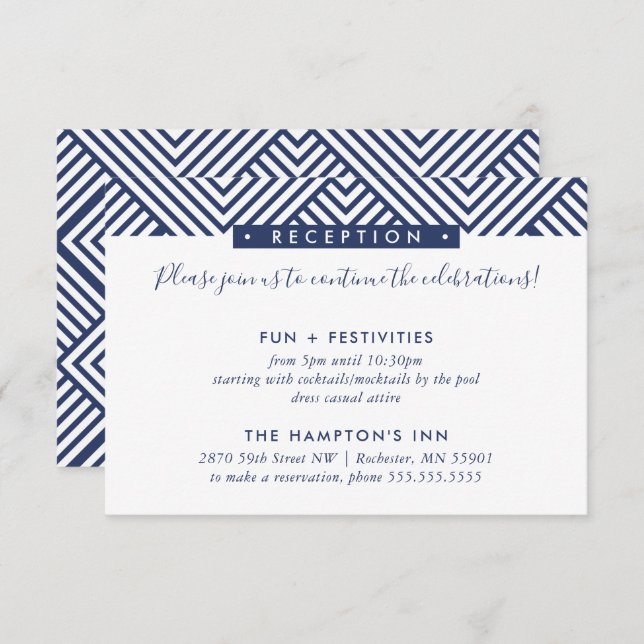 RECEPTION DETAILS INSERT modern geo simple pattern Invitation (Front/Back)